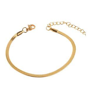 Gold Plated Snake Chain Herringbone Bracelet With Lobster Clasp New in a Box‎